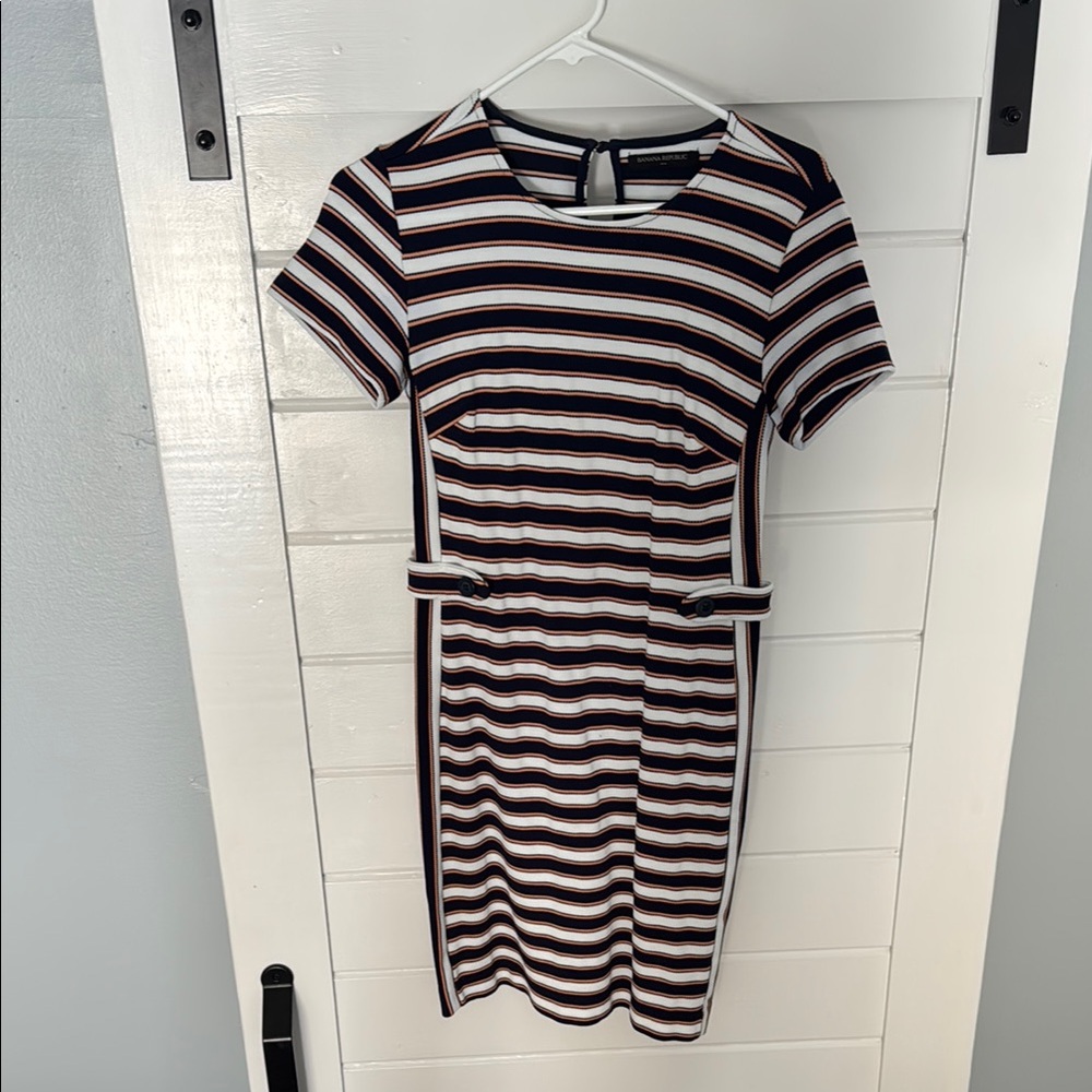 Banana Republic Striped Navy and White Dress